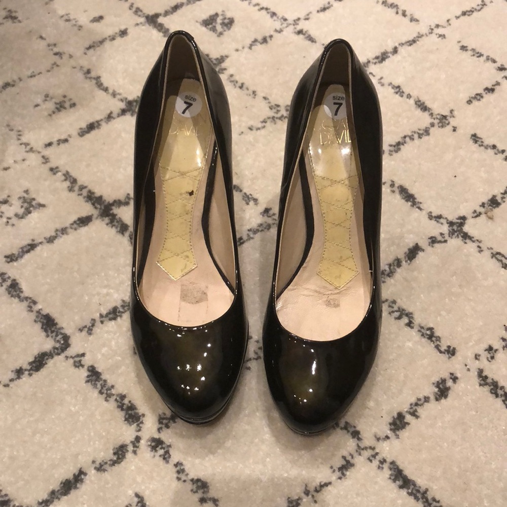 Joan & David Black Patent Platform Heels